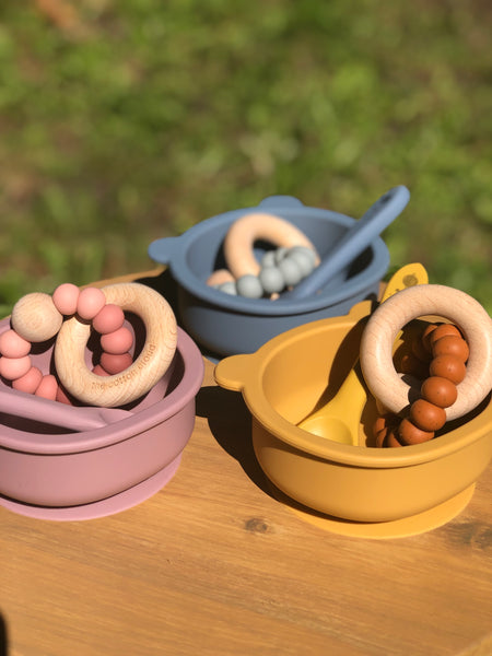 Pink bear silicone Bowl