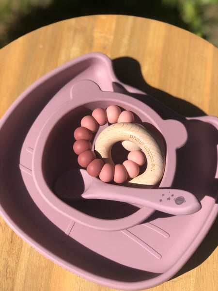 Pink bear silicone Bowl