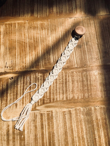 Macrame pacifier holder